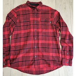 Woolrich Mens Heavyweight Flannel Shirt Shacket Size XL‎ Red Black Plaid